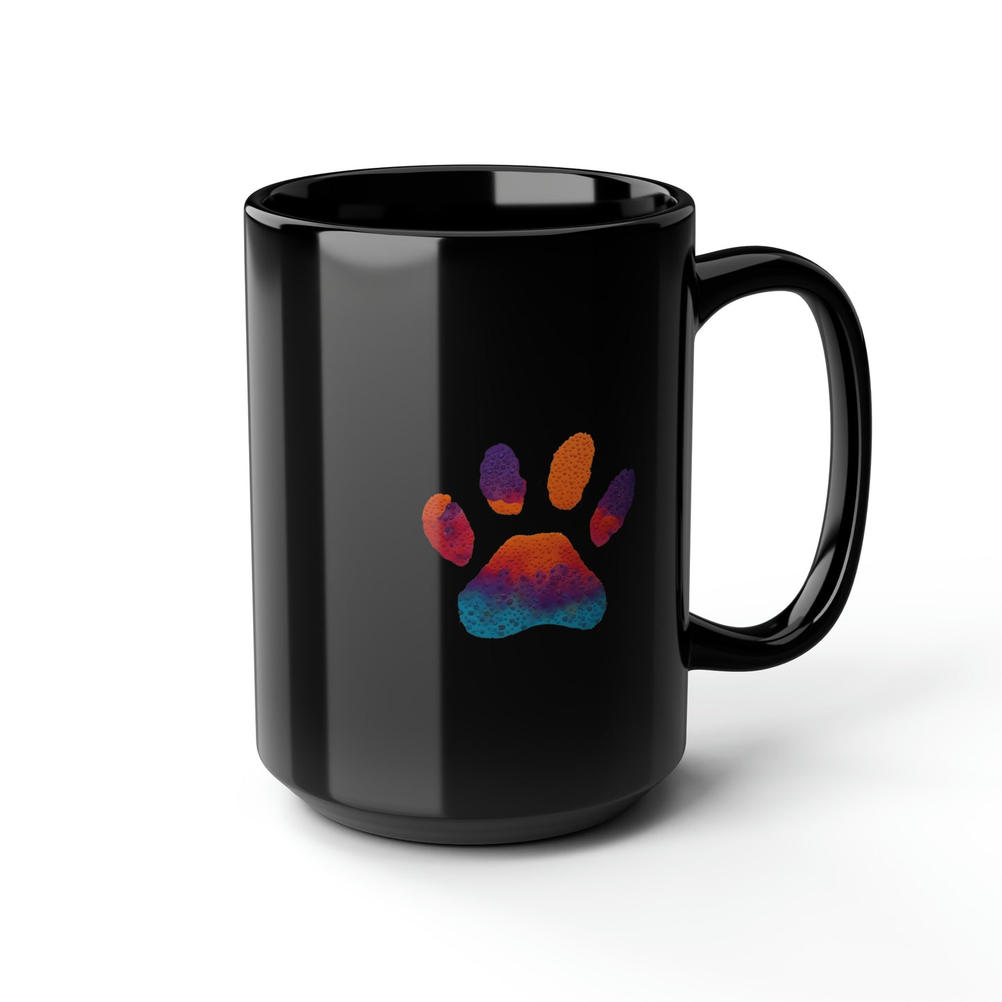 Paw Print Black Ceramic Coffee Mug, 15oz