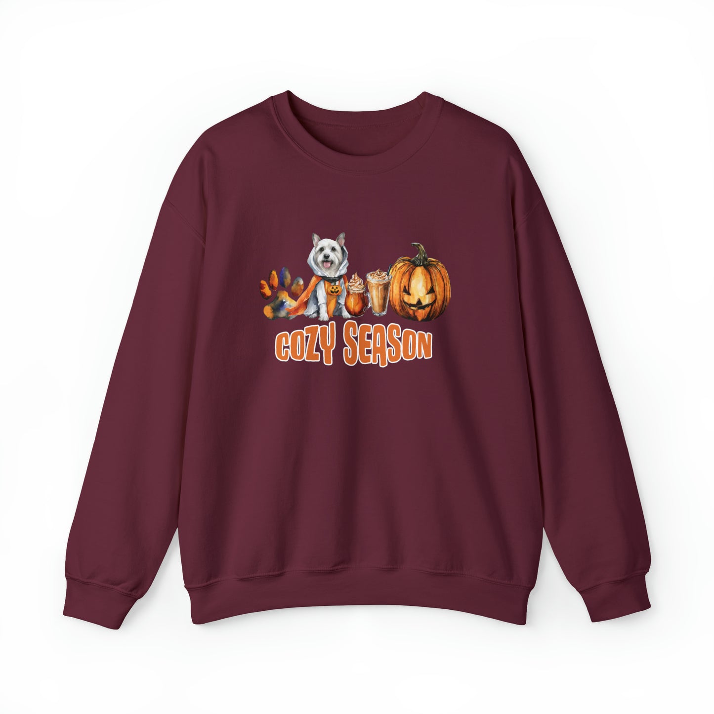 Festive Fall Halloween Unisex Sweater Cozy Pumpkin Paws Crewneck Sweatshirt