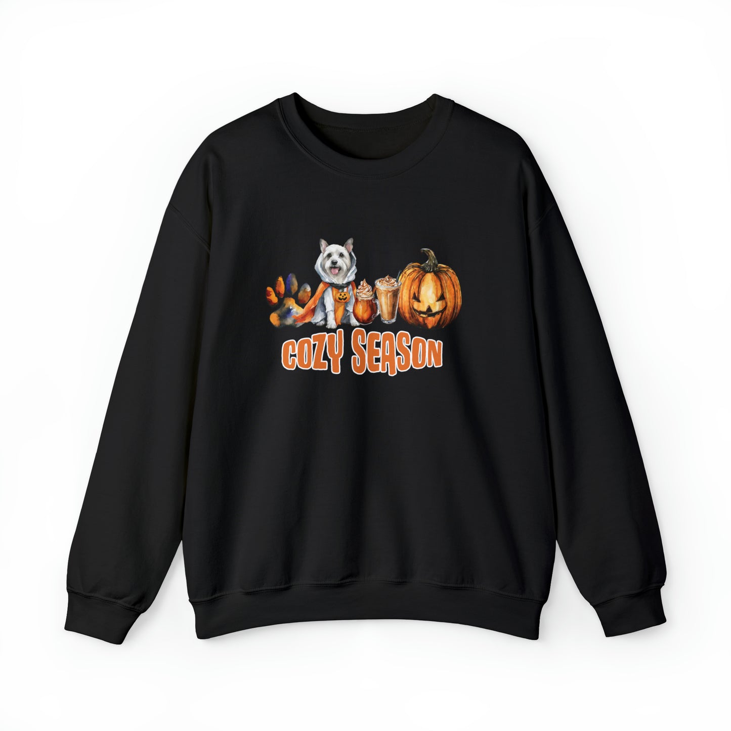 Festive Fall Halloween Unisex Sweater Cozy Pumpkin Paws Crewneck Sweatshirt