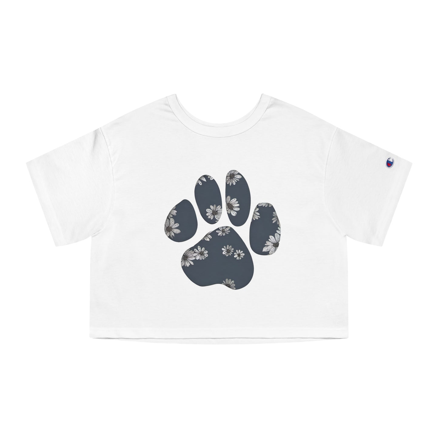 Champion Paw Print Cropped T-Shirt for Women - Trendy Athletic Wear