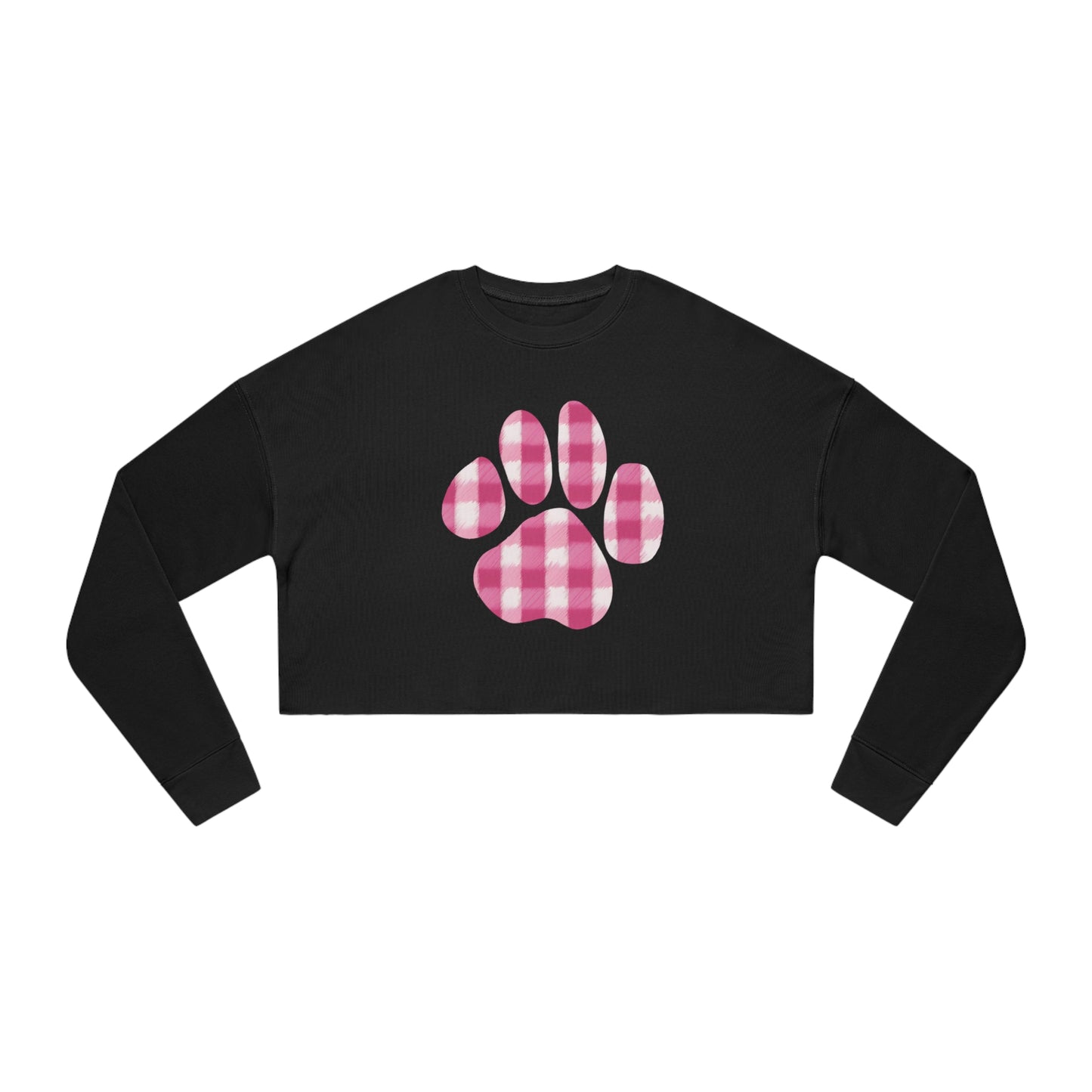 Stylish Paw Print Black Cropped Sweater for Women