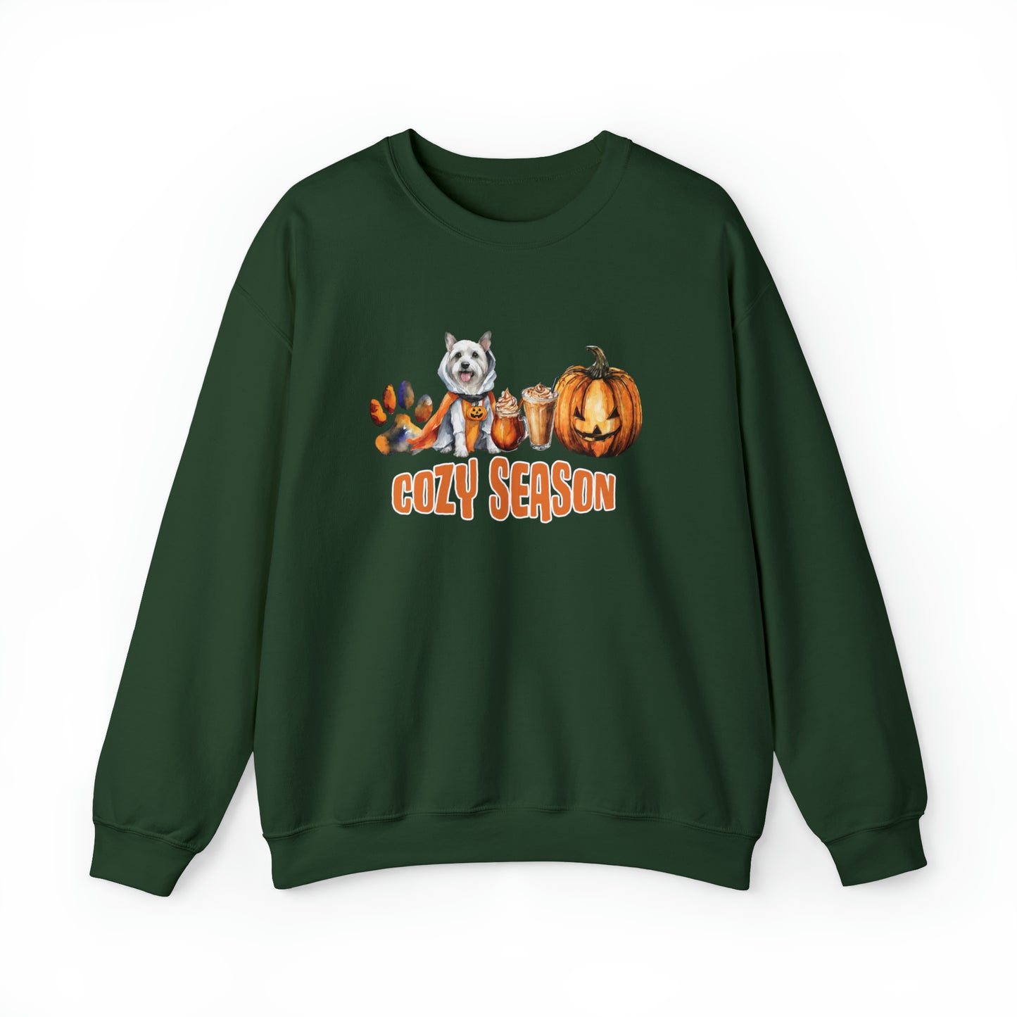 Festive Fall Halloween Unisex Sweater Cozy Pumpkin Paws Crewneck Sweatshirt