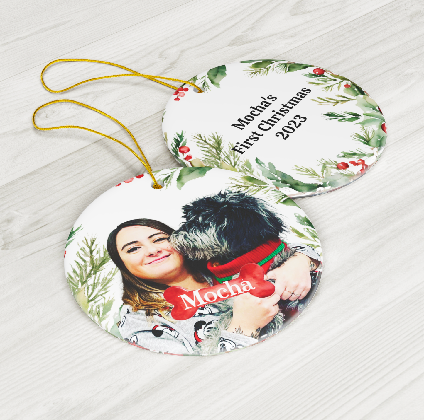 Personalized Christmas Ornament with Your Pet's Photo and Name