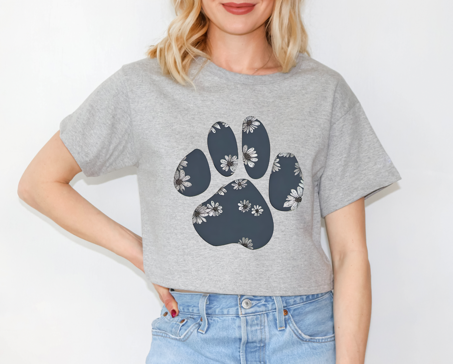 Champion Paw Print Cropped T-Shirt for Women - Trendy Athletic Wear