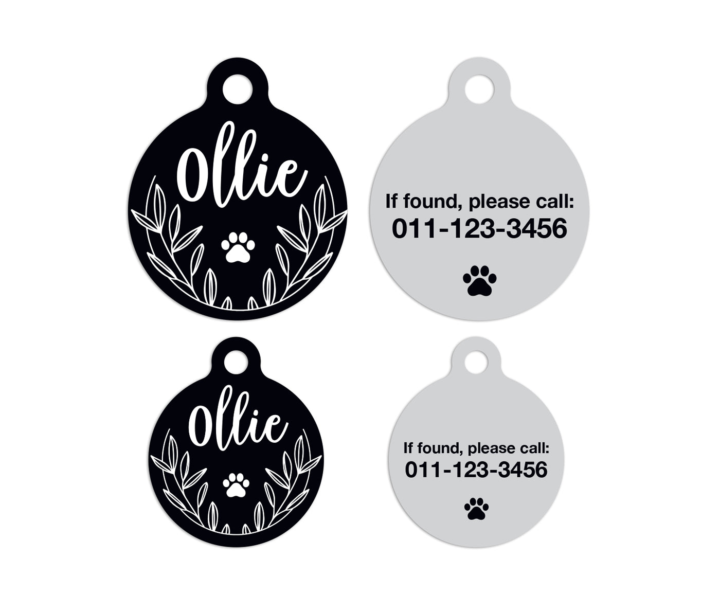 Customized Circle Black Simple Pet ID Tag