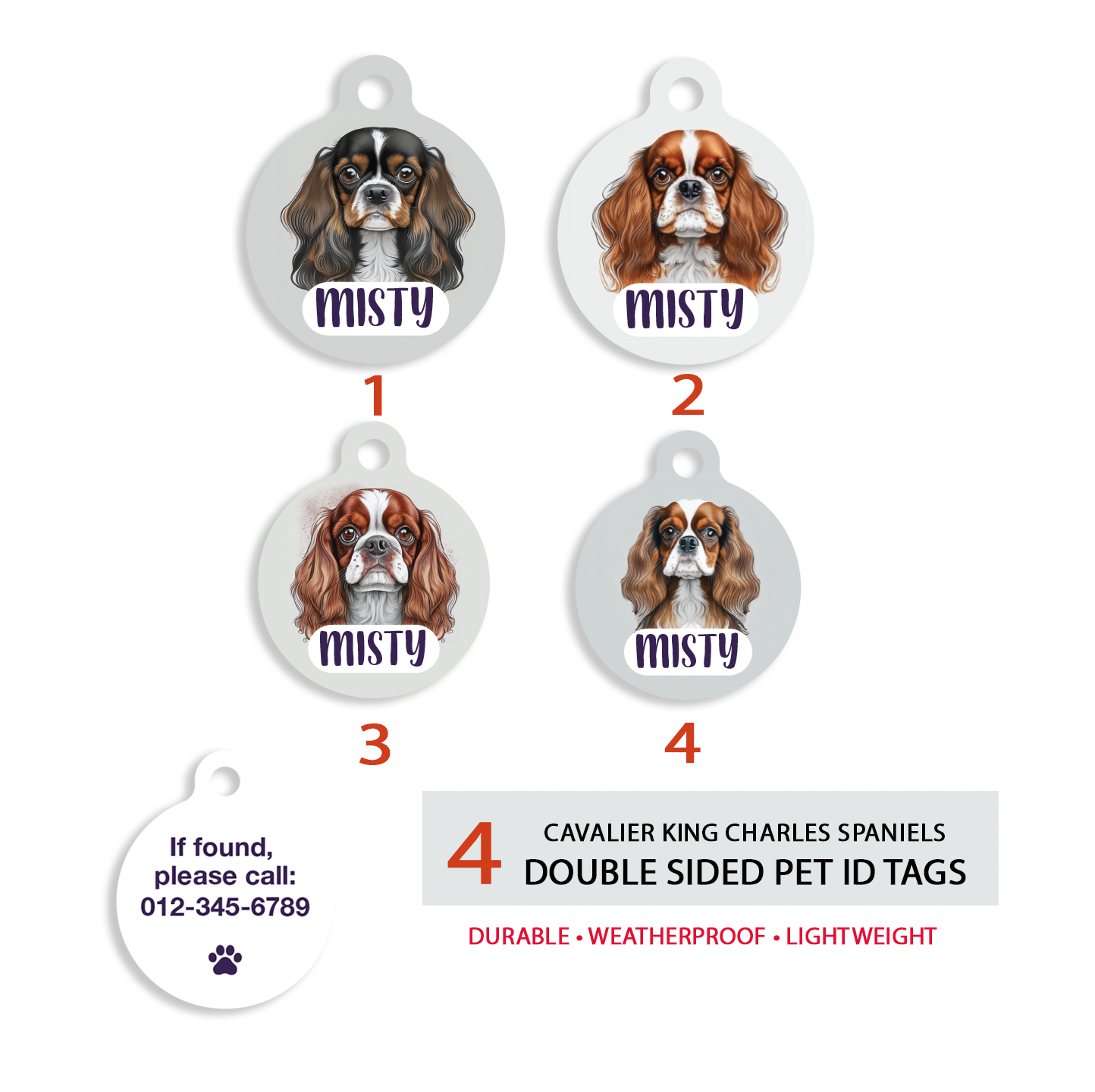 Cavalier King Charles Spaniels Pet ID Tag