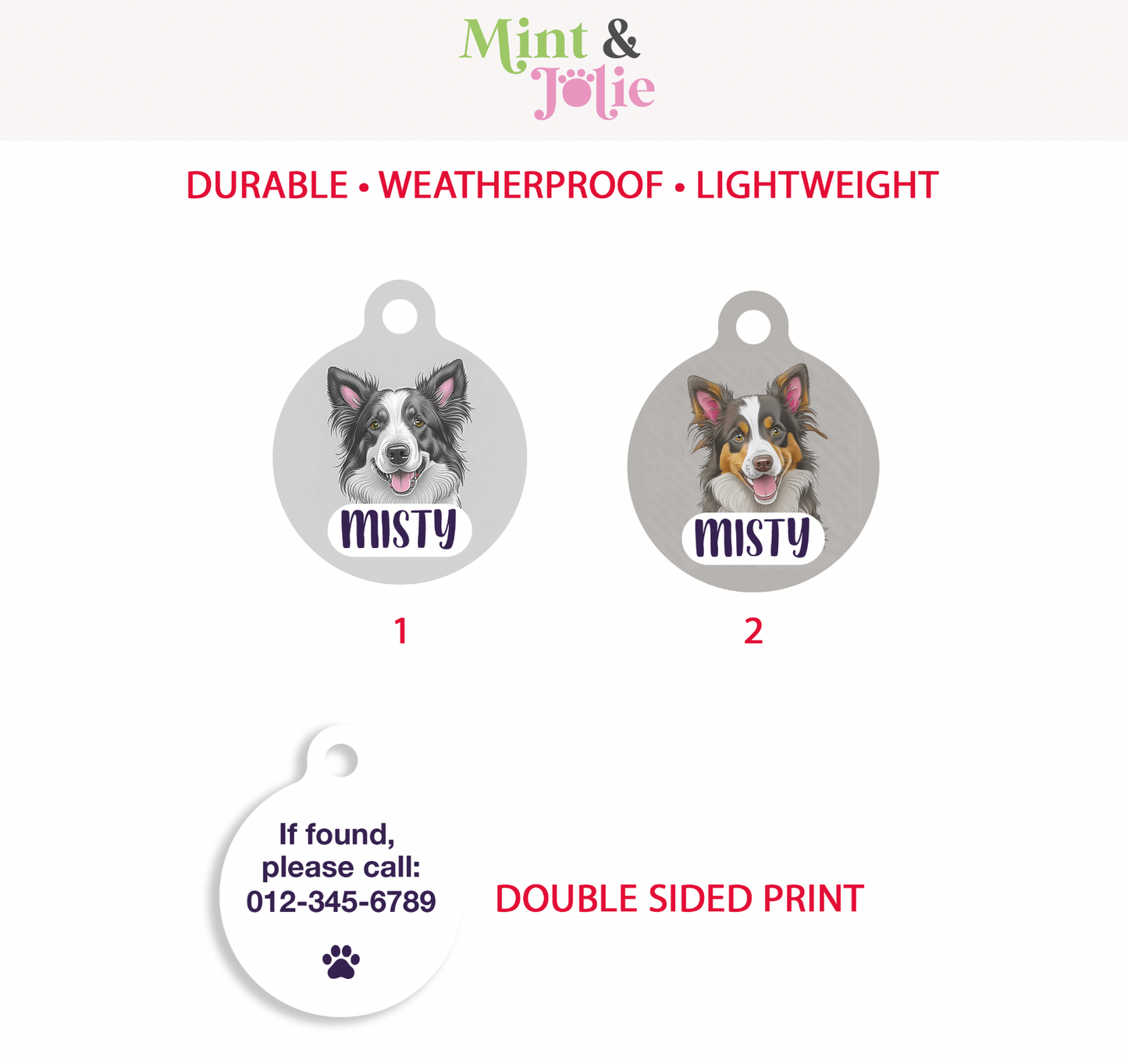 Border Collie Pet ID Tag
