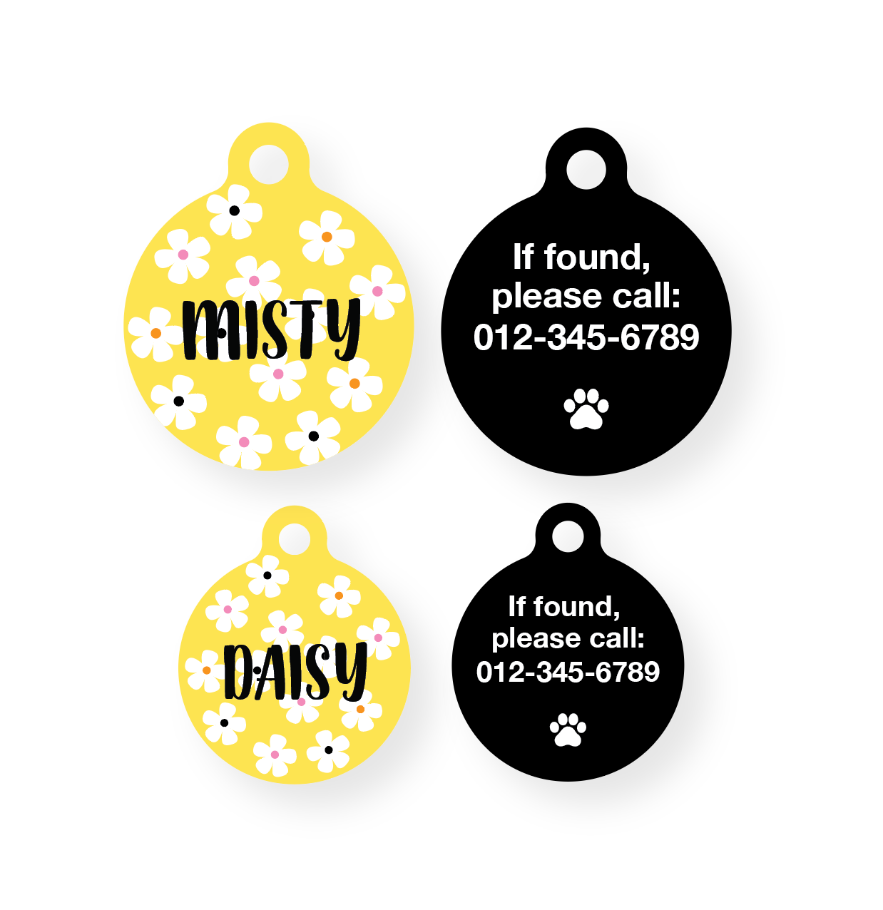 Customized Circle Daisy Pet ID Tag