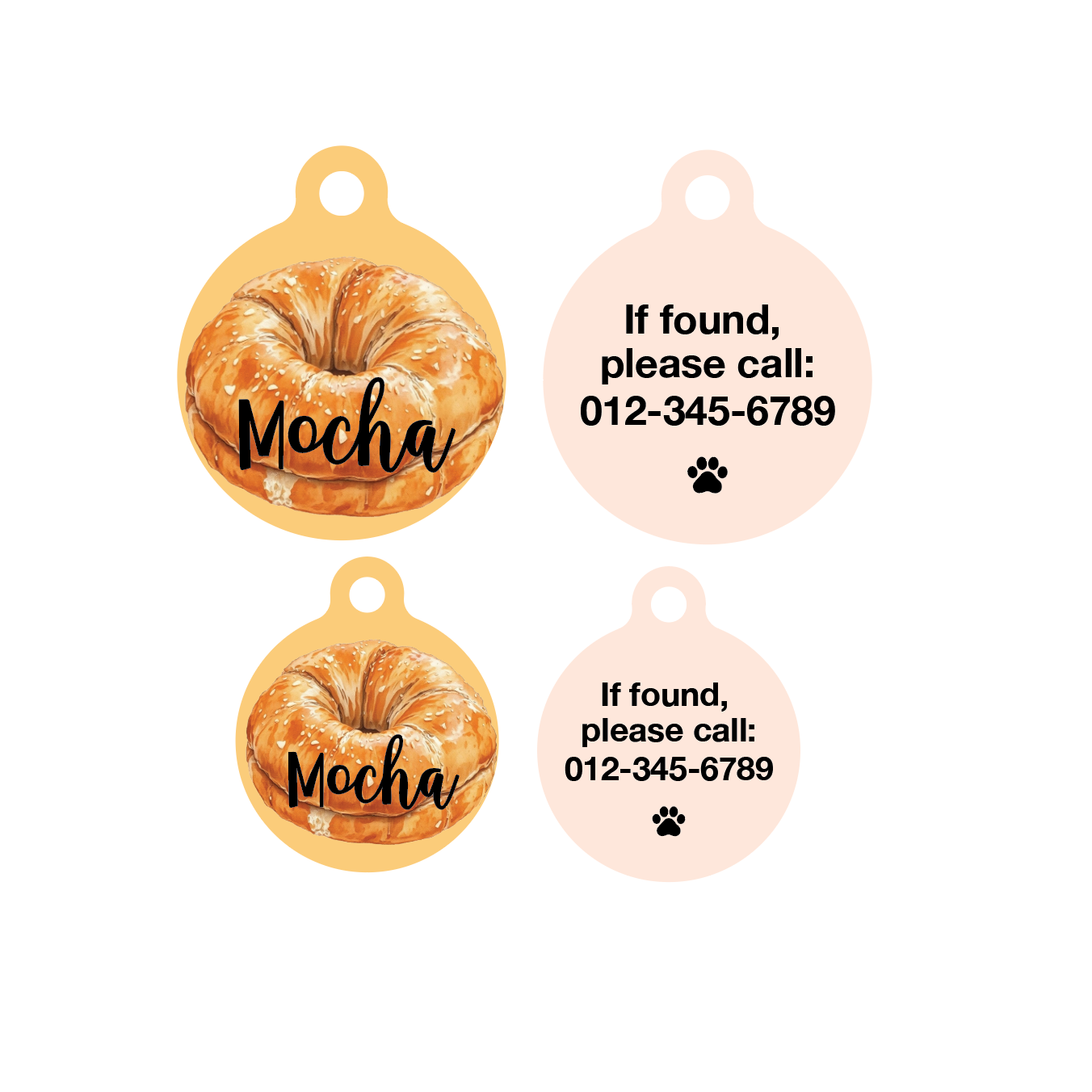 Brioche Bun Circle Pet ID Tag