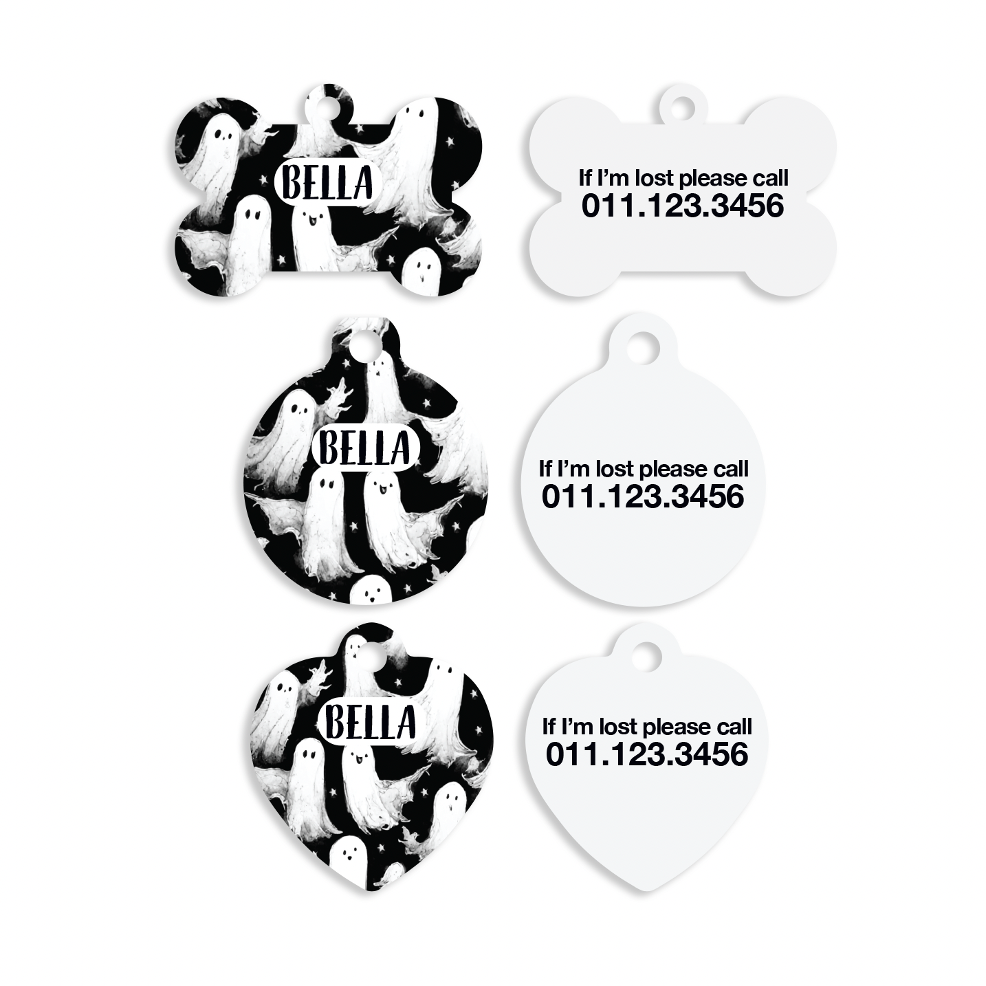 Halloween Fall Ghosts Pet ID Tags