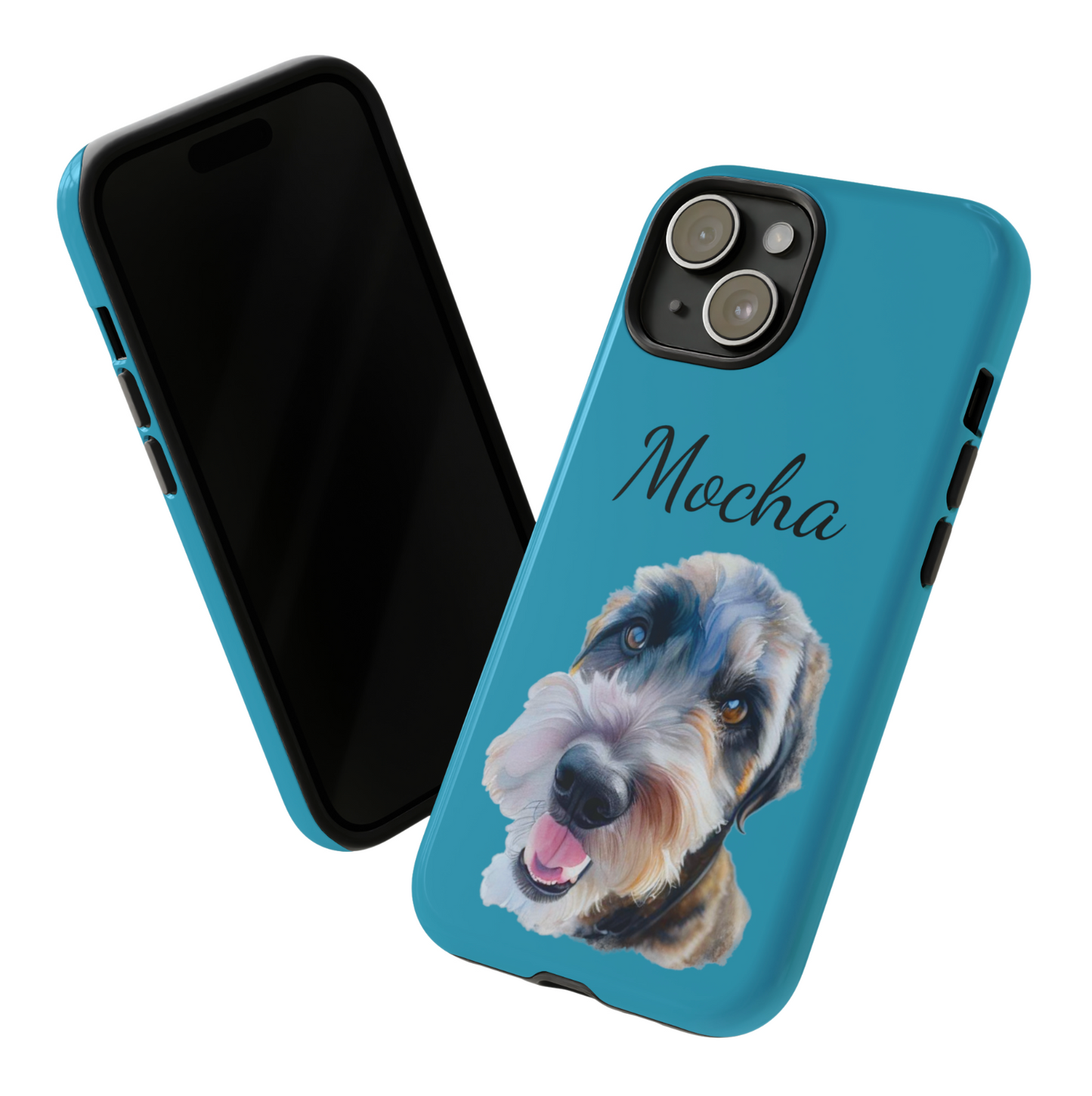 Customized Phone Case with Pet's Watercolor Picture and Name