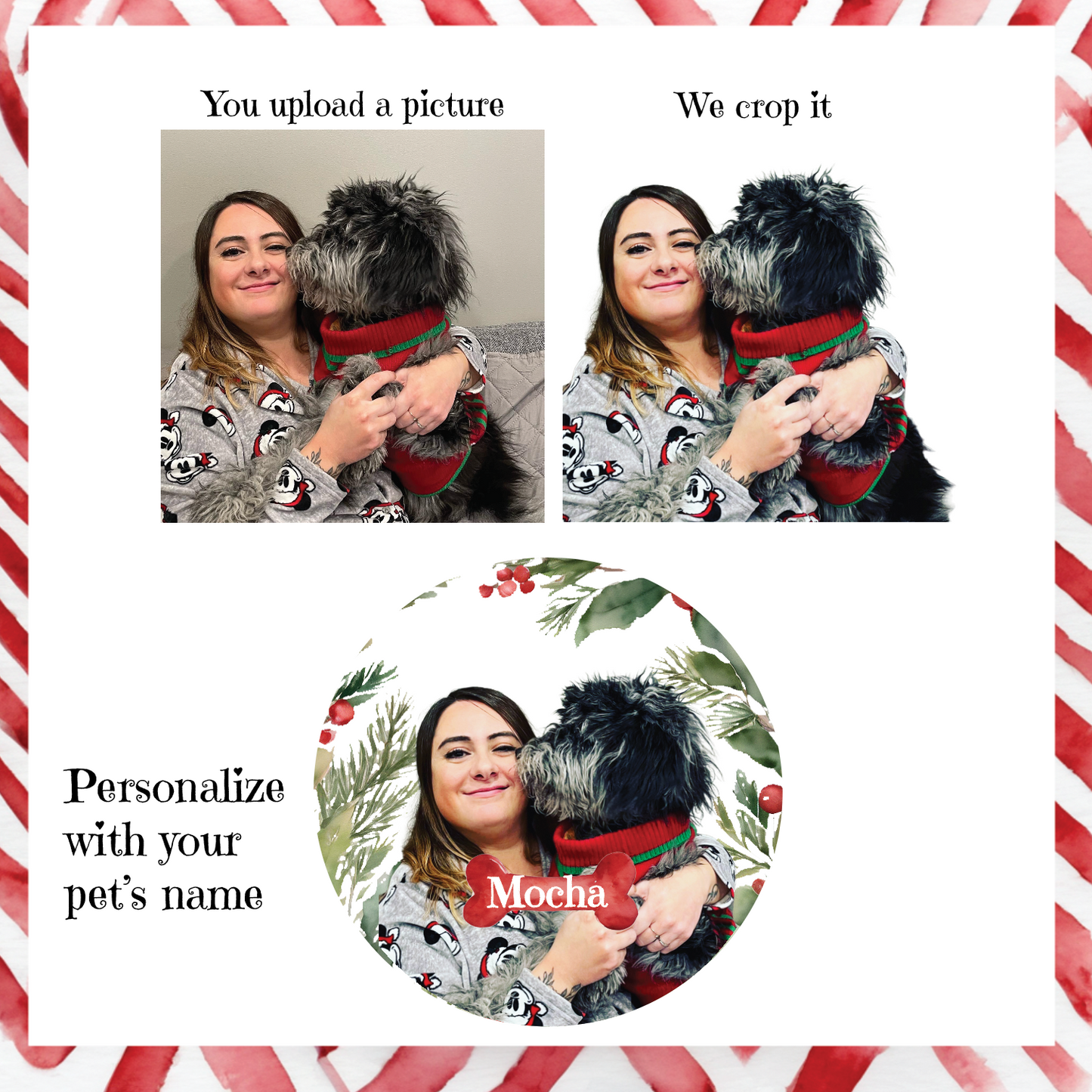 Personalized Christmas Ornament with Your Pet's Photo and Name