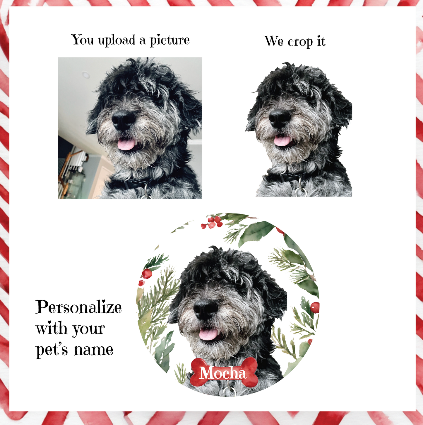 Personalized Christmas Ornament with Your Pet's Photo and Name