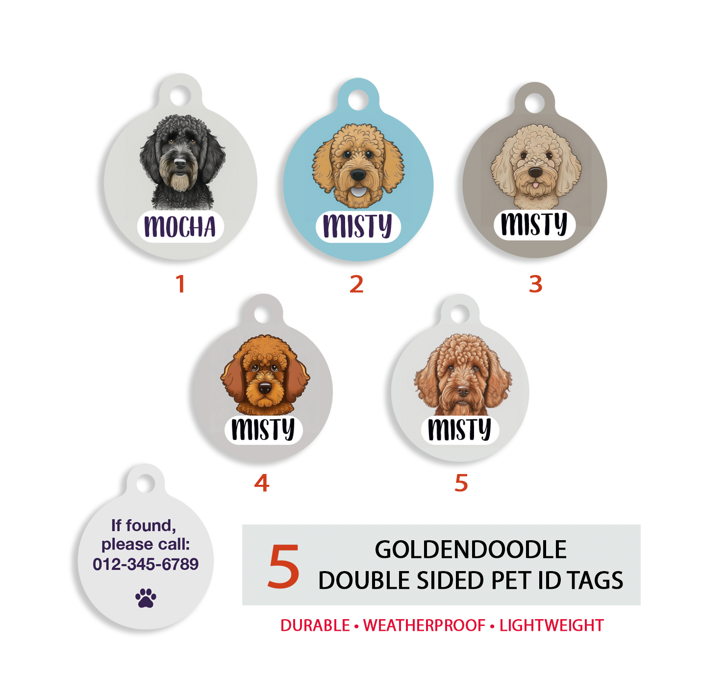 Golden Doodle Pet ID Tag
