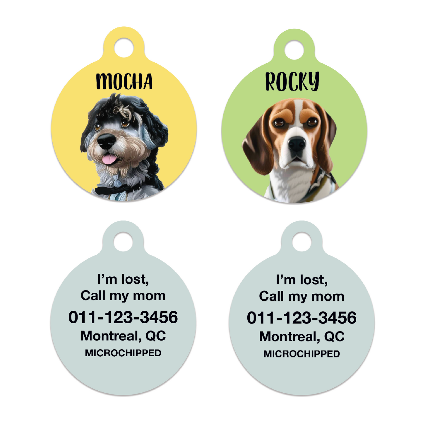 Custom Personalized Illustrated Pet ID Tag – Lightweight Aluminum, Weatherproof, Durable – Custom Pet Portrait Name Tag for Dogs & Cats