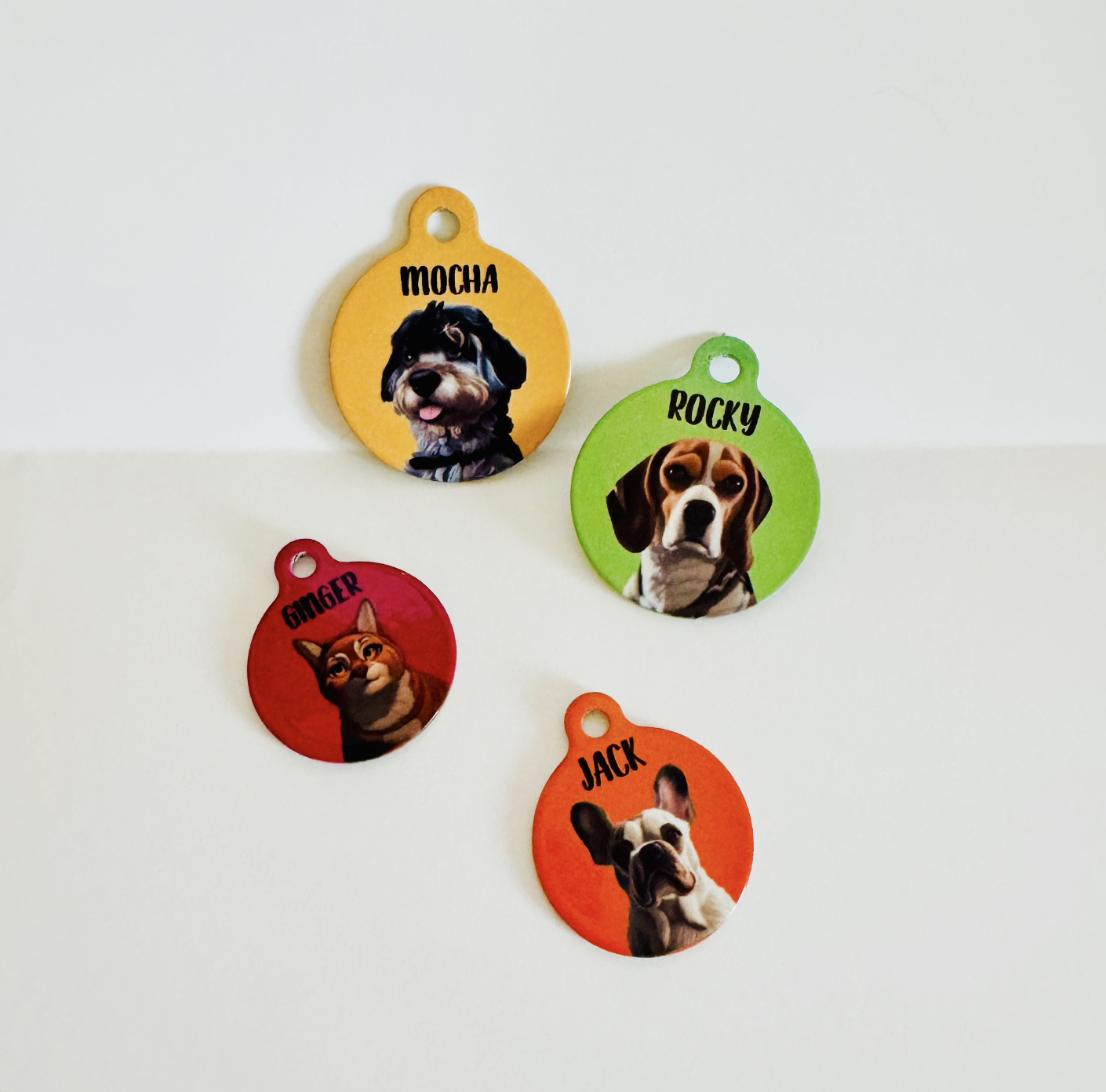 Custom Personalized Illustrated Pet ID Tag – Lightweight Aluminum, Weatherproof, Durable – Custom Pet Portrait Name Tag for Dogs & Cats