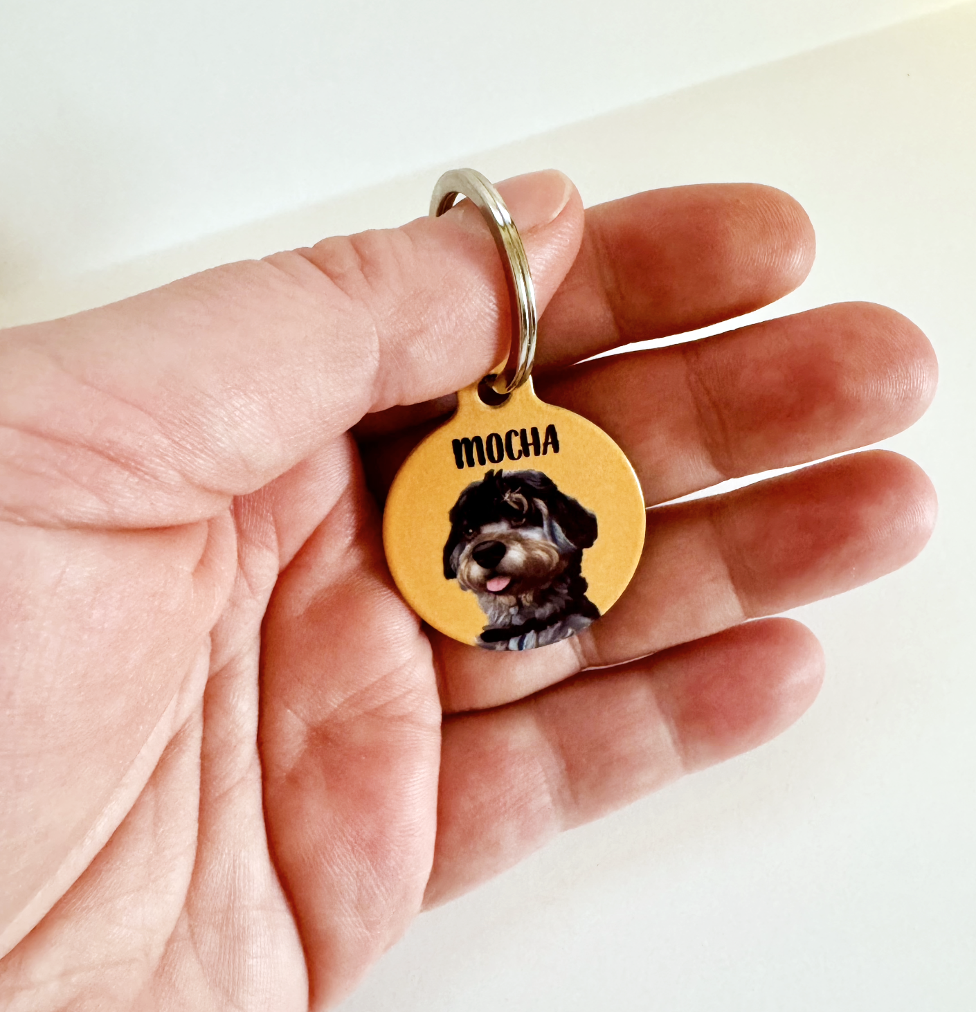 Custom Personalized Illustrated Pet ID Tag – Lightweight Aluminum, Weatherproof, Durable – Custom Pet Portrait Name Tag for Dogs & Cats
