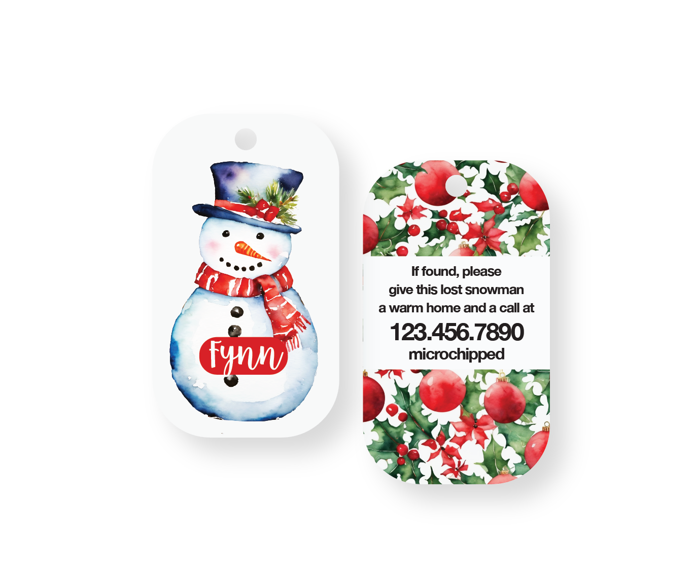 Christmas Snowman Pet ID Tag