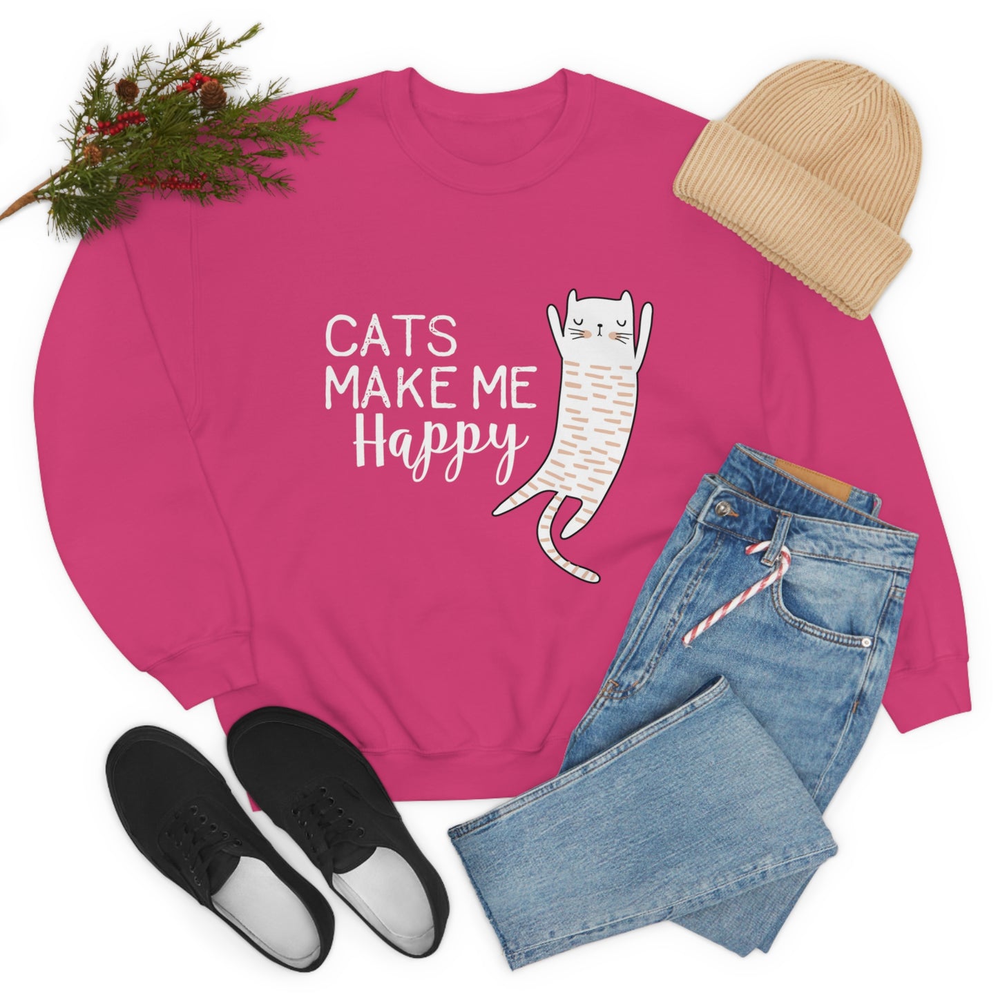 Cats Make Me Happy Unisex Heavy Blend™ Crewneck Sweatshirt