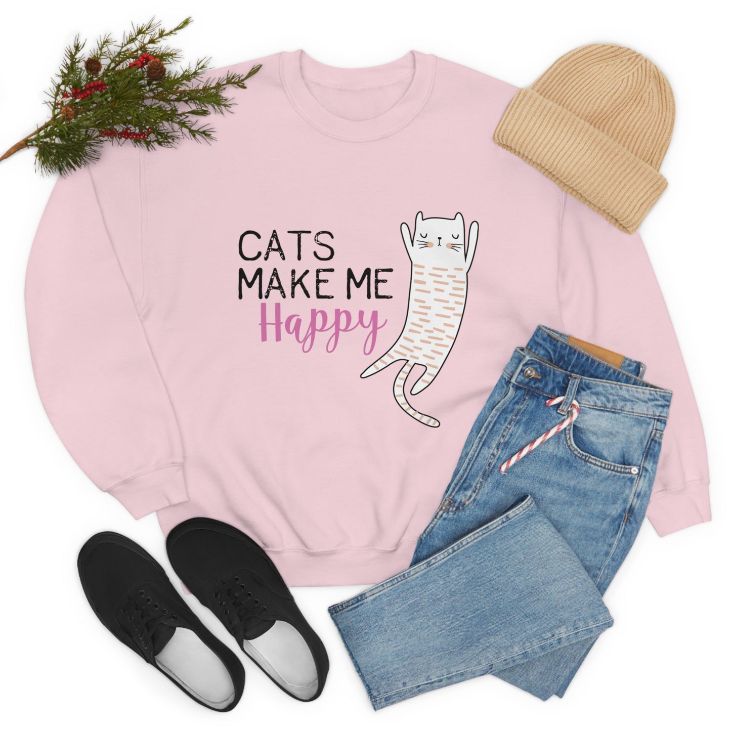 Cats Make Me Happy Unisex Heavy Blend™ Crewneck Sweatshirt