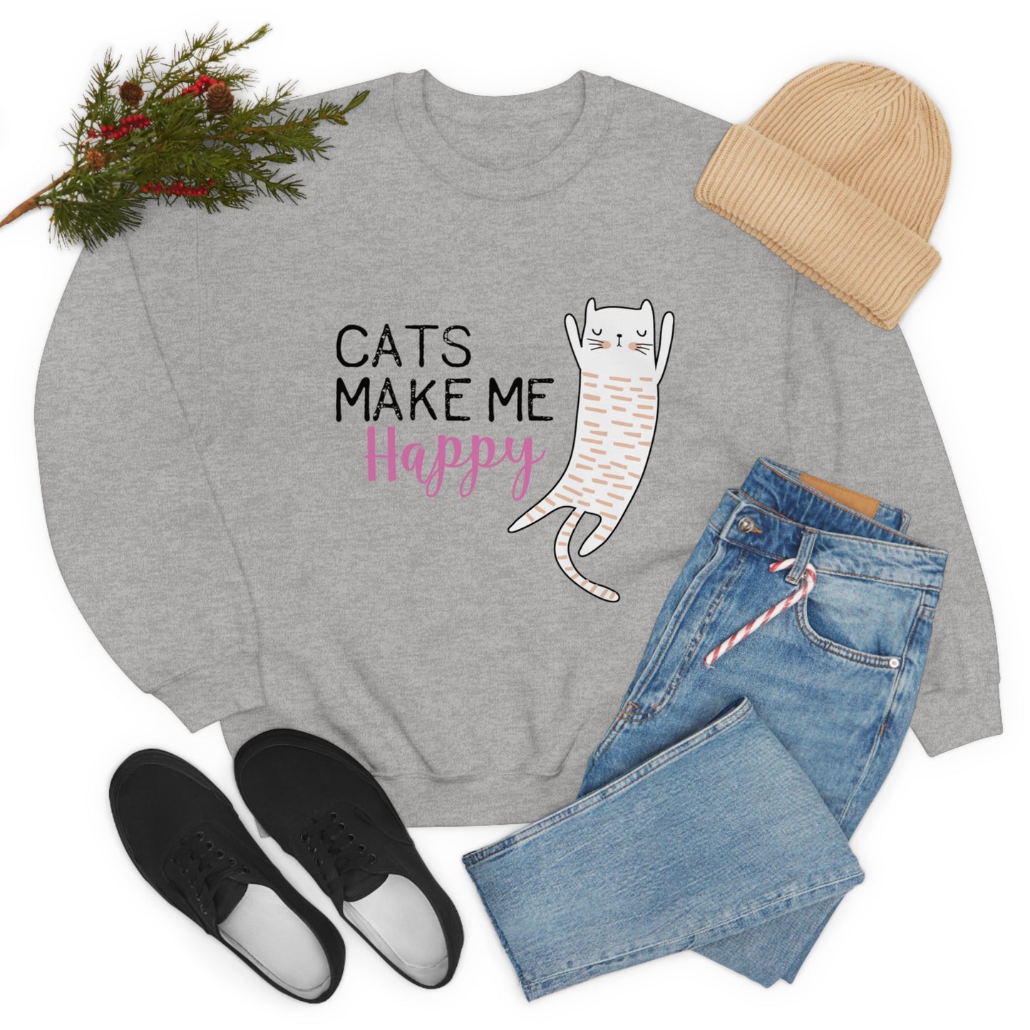 Cats Make Me Happy Unisex Heavy Blend™ Crewneck Sweatshirt