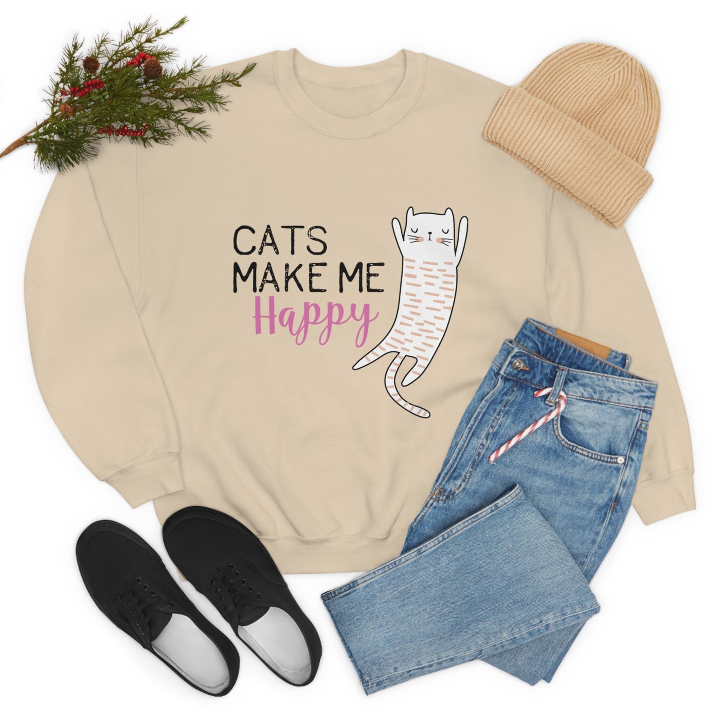 Cats Make Me Happy Unisex Heavy Blend™ Crewneck Sweatshirt