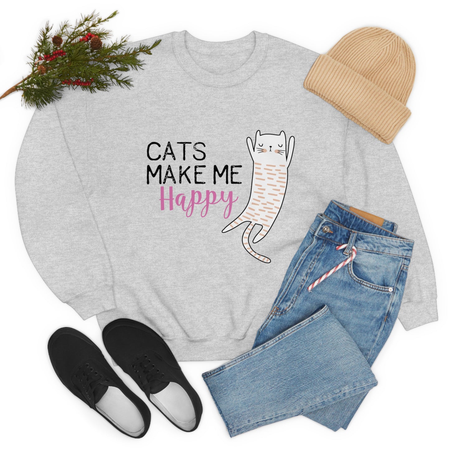 Cats Make Me Happy Unisex Heavy Blend™ Crewneck Sweatshirt