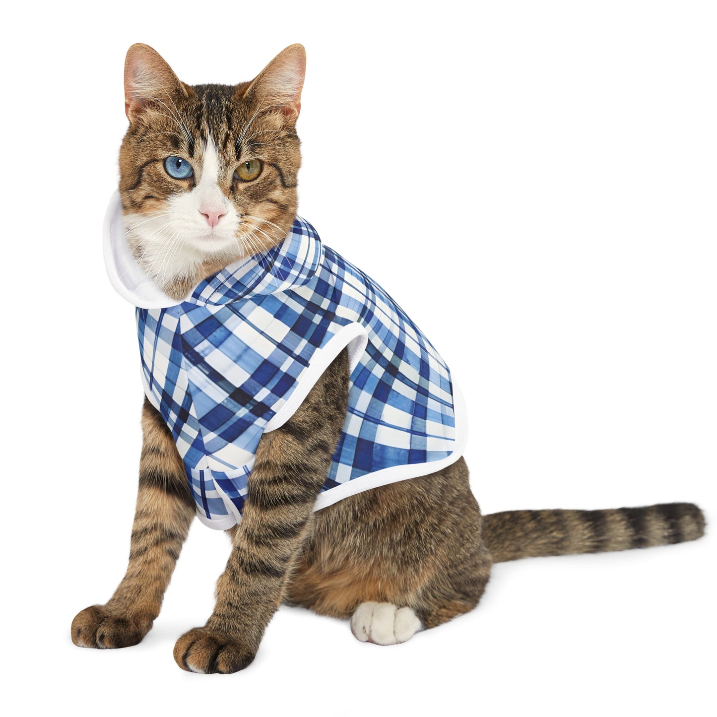 Blue Plaid Pet Hoodie