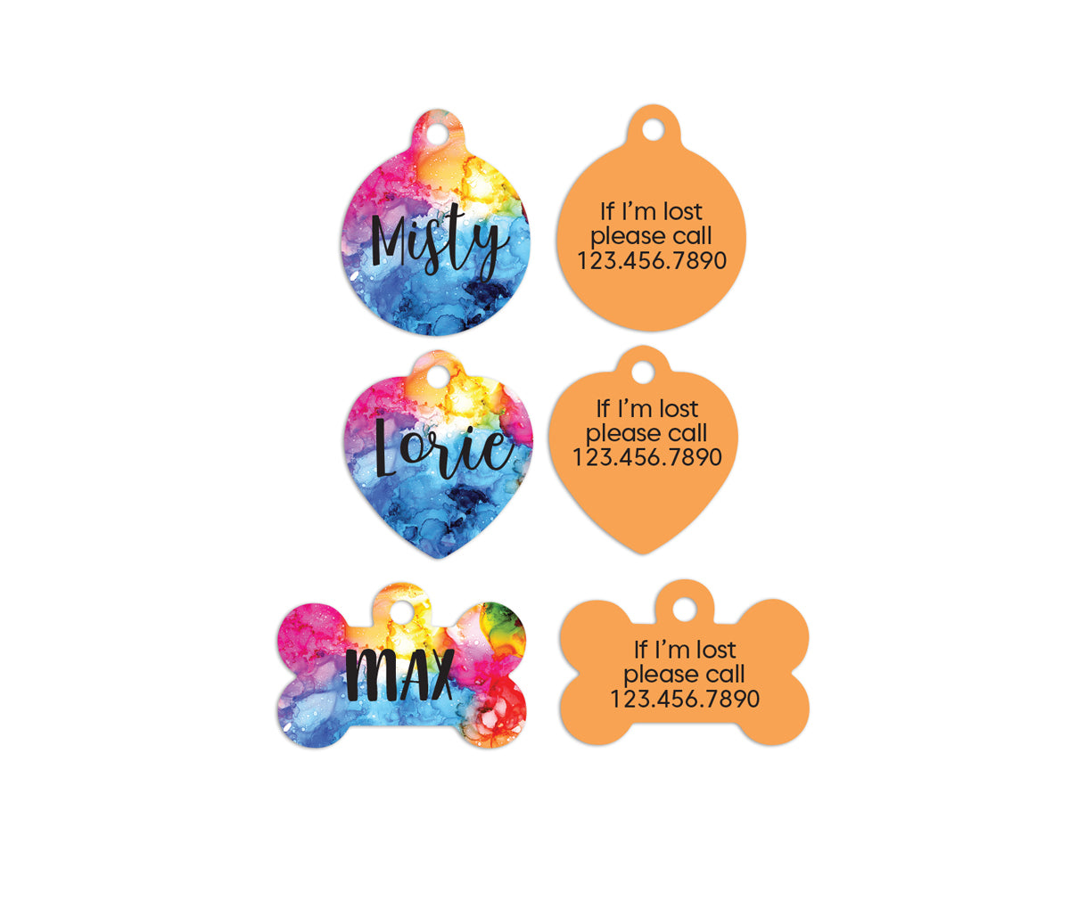 Customized Small Rainbow Splash Pet ID Tags - MintandJolie