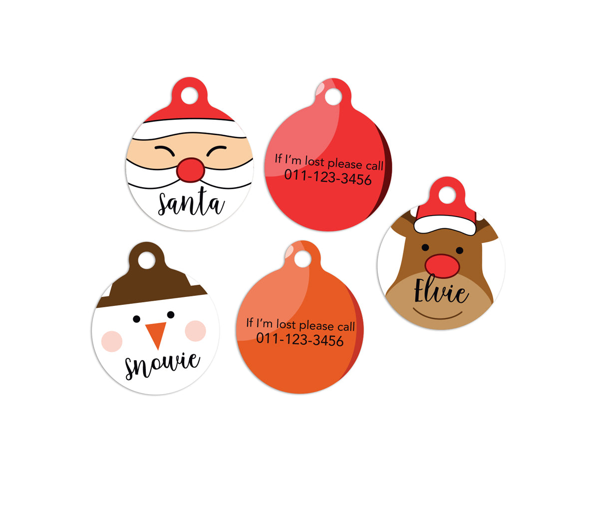 Customized Circle Christmas Pet ID Tags