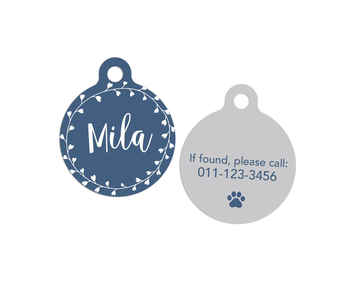 Customized Circle Blue Pet ID Tag