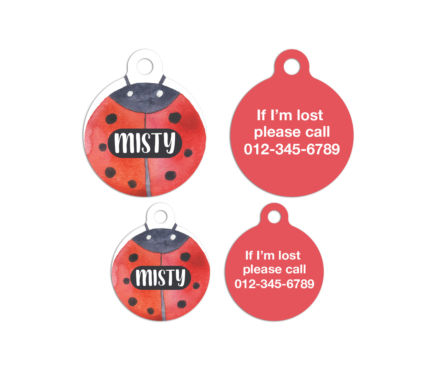Customized Circle Ladybug Pet ID Tag