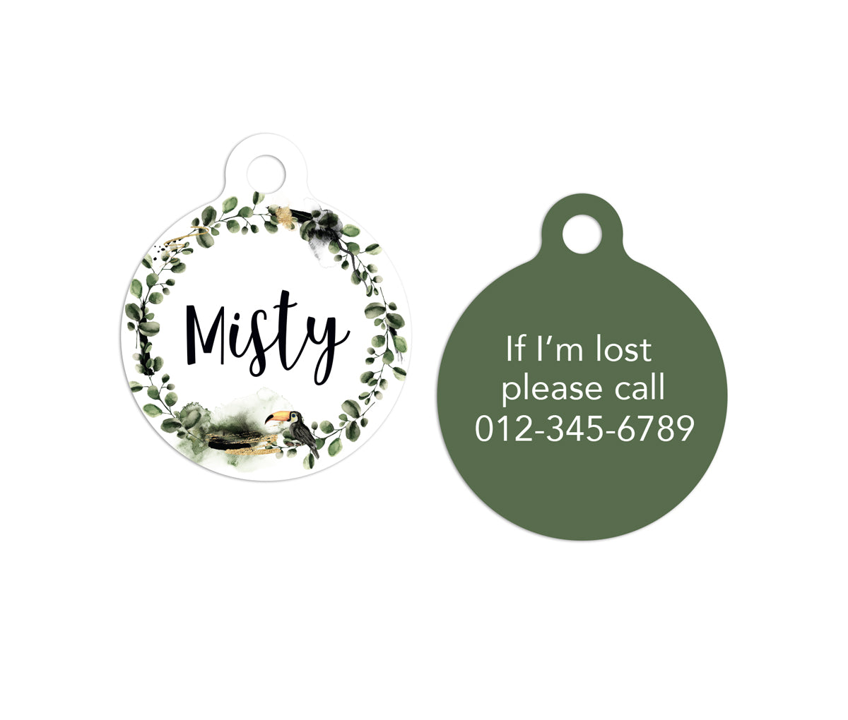 Customized Circle Exotic Toucan Pet ID Tag