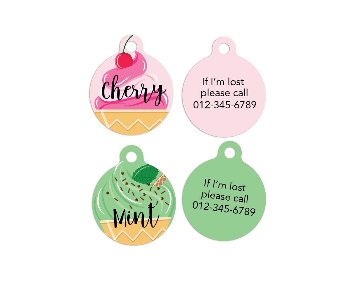 Customized Circle Ice Cream Pet ID Tag