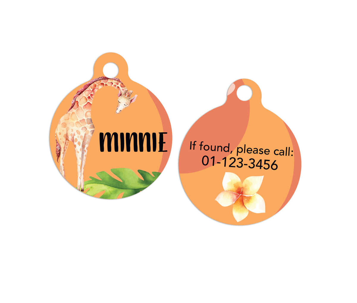 Customized Circle Giraffe Pet ID Tag