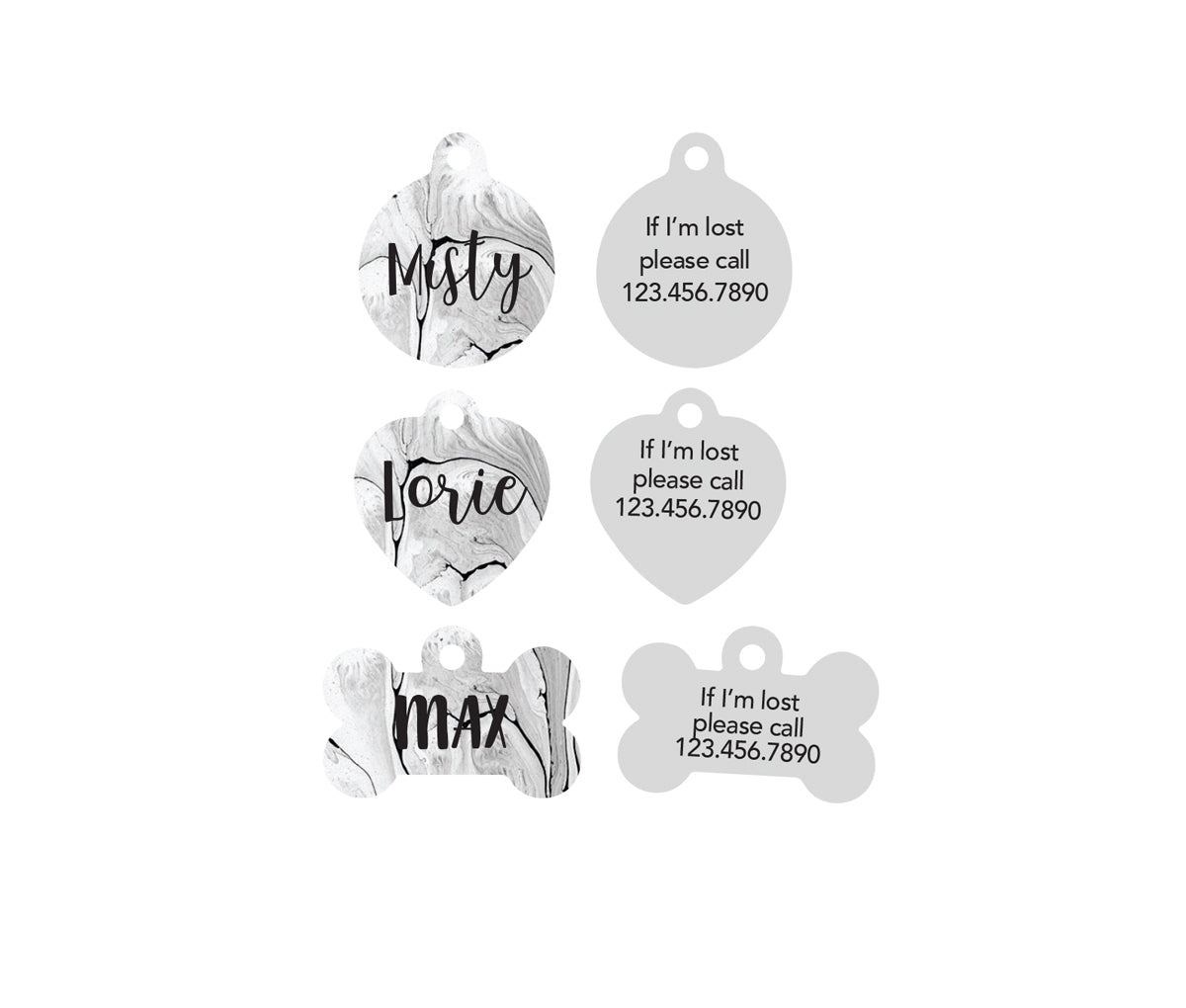 Customized Small Grey Ink Pet ID Tags - MintandJolie
