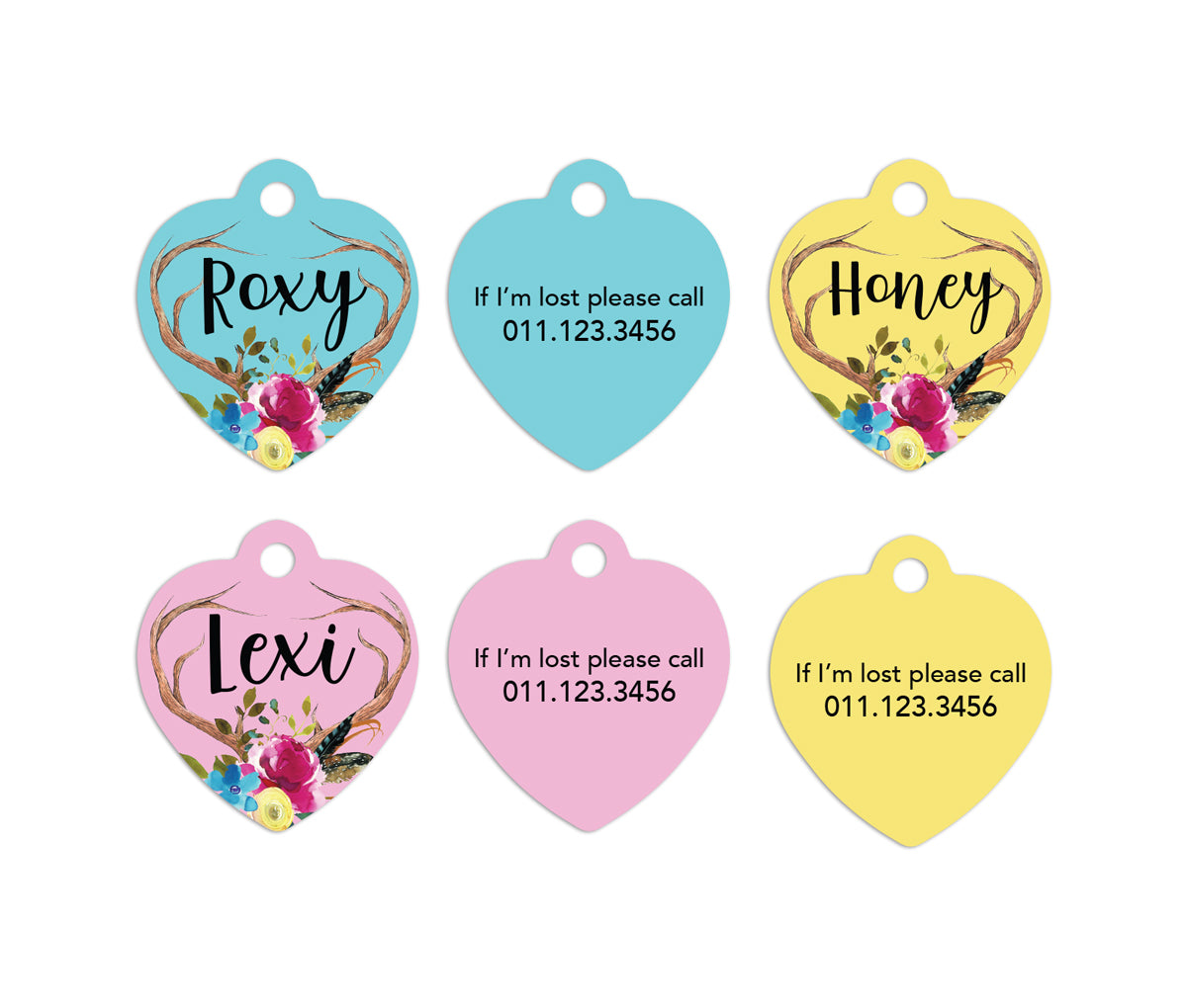 Heart Rustic Antlers Heart Shape Pet ID Tags - MintandJolie