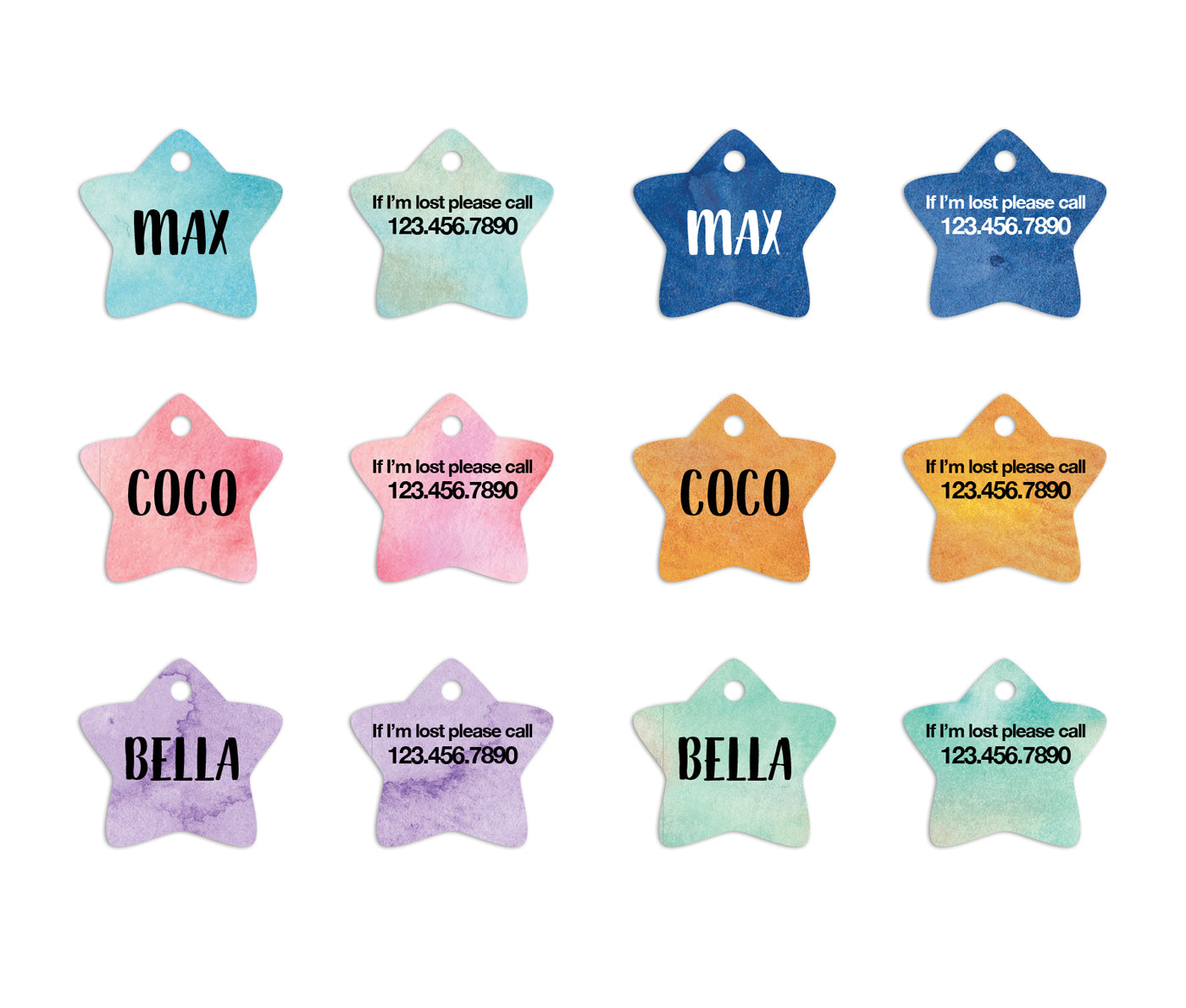 Watercolor Star Pet ID Tag