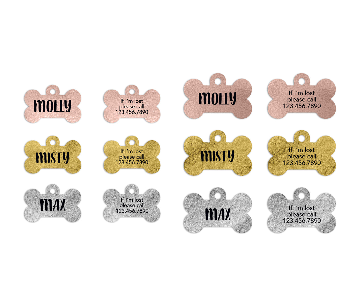 Faux Shimmer Bone Dog ID Tags