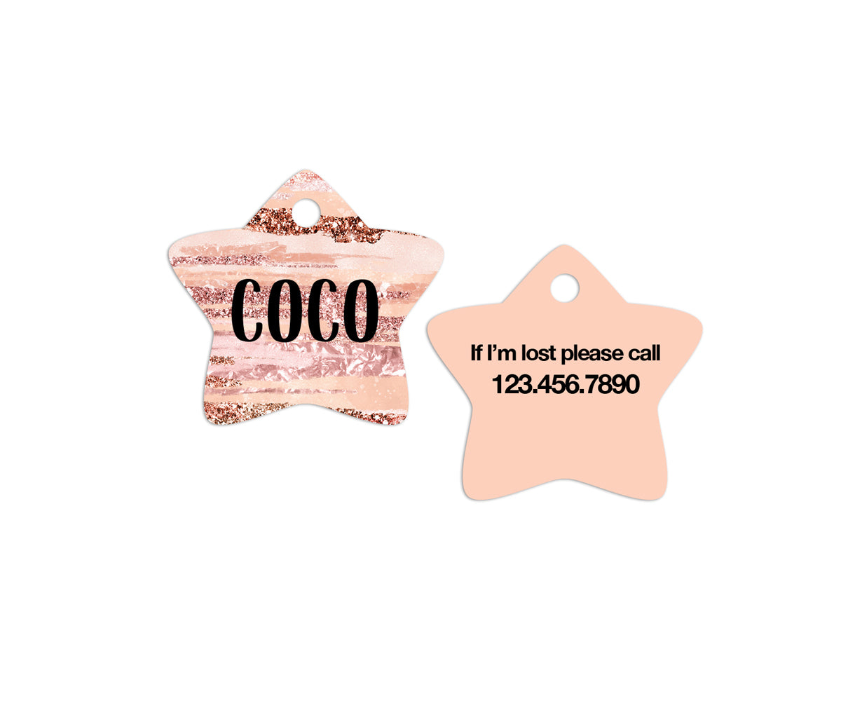 Rose Gold Star Pet ID Tag