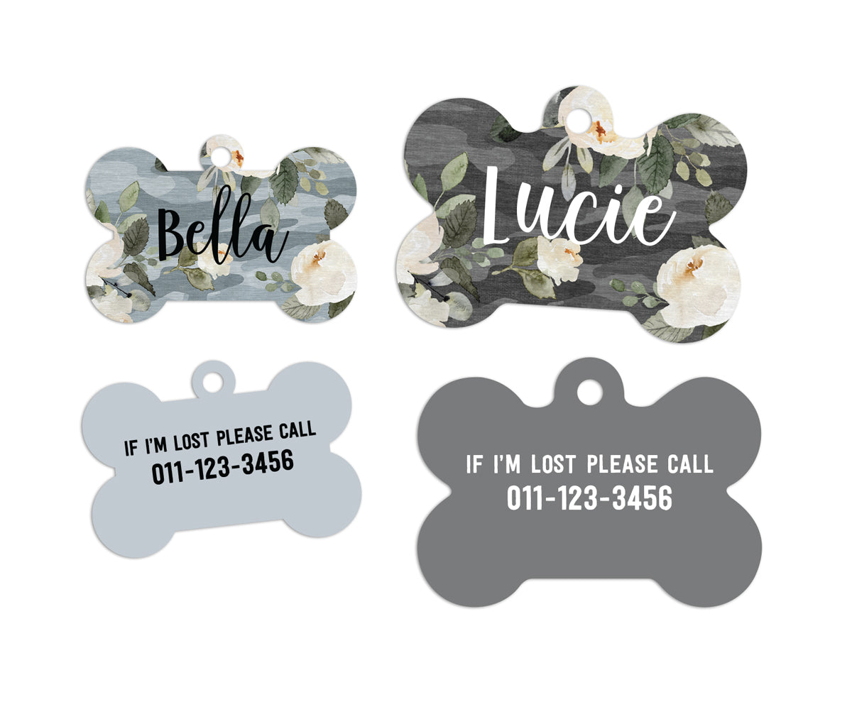 Floral Bone Camo Pet ID Tags