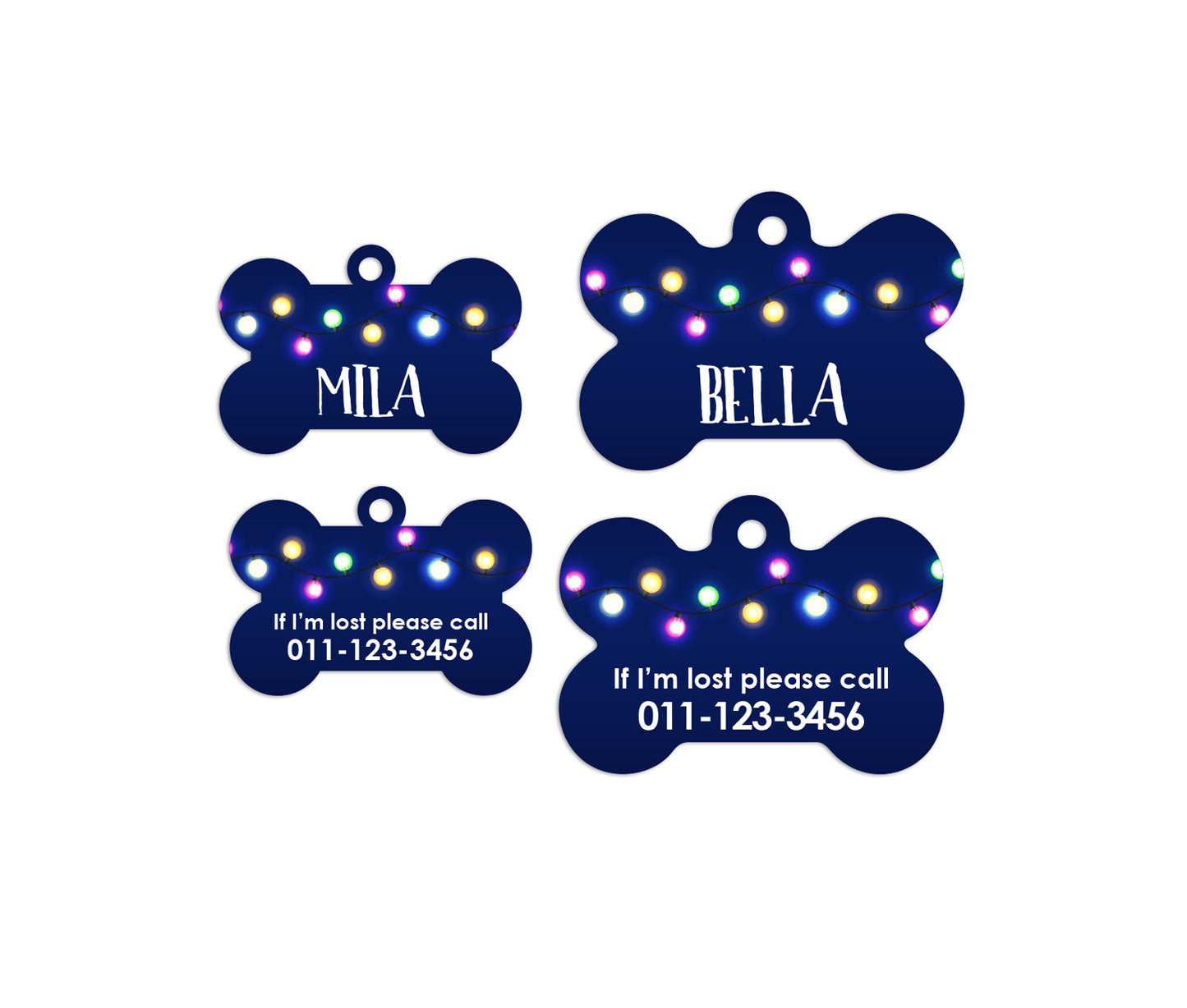 Festive Fairy Lights Bone Pet ID Tags