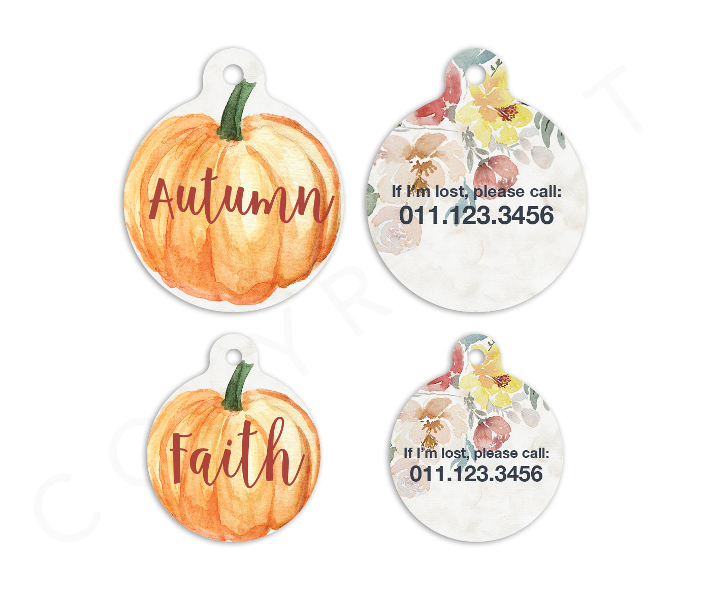 Circle Pumpkin Fall Pet ID Tag