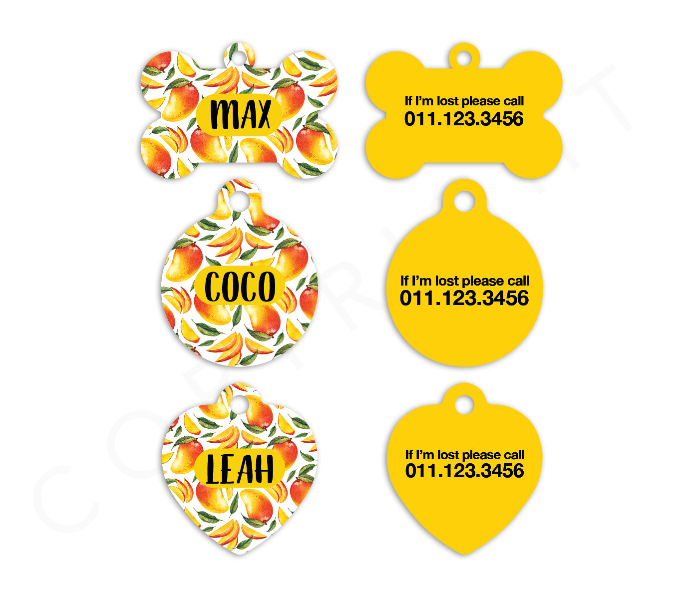 Watercolor Mango Pet ID Tags