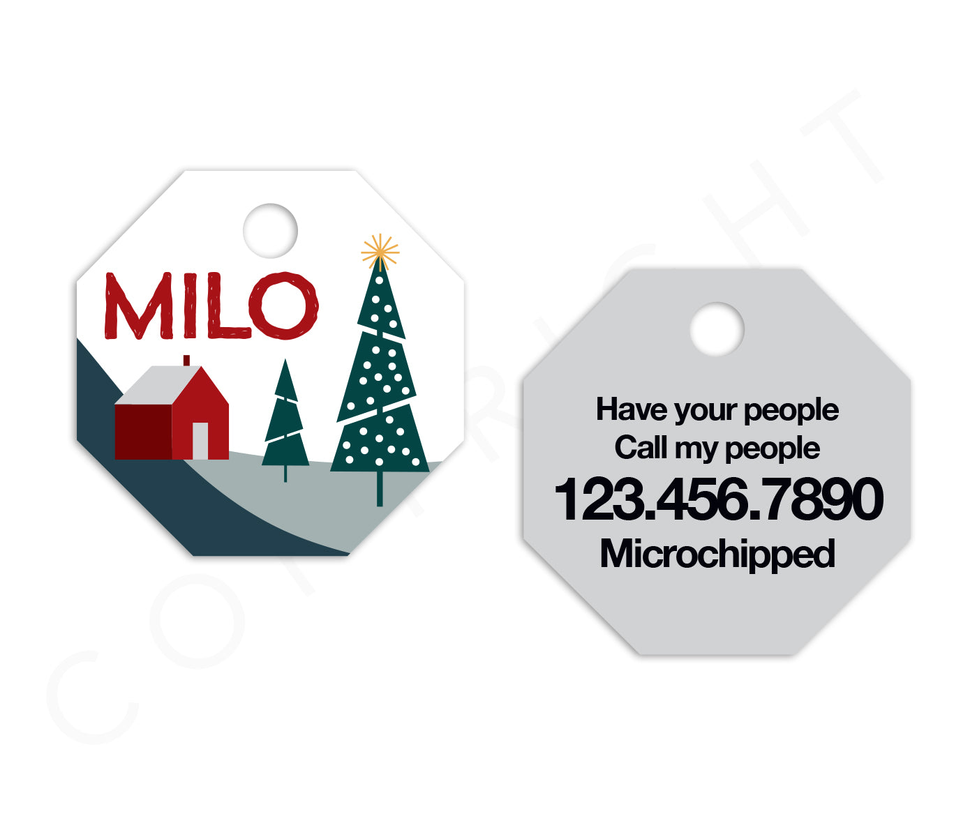 Nordic Winter Octagon Pet ID Tag