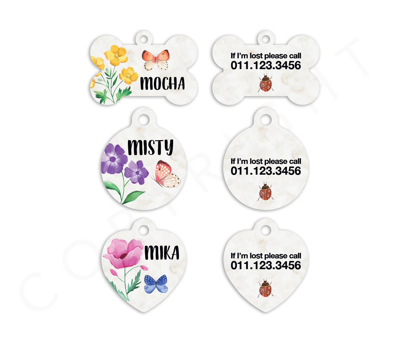 Spring Floral Pet ID Tags