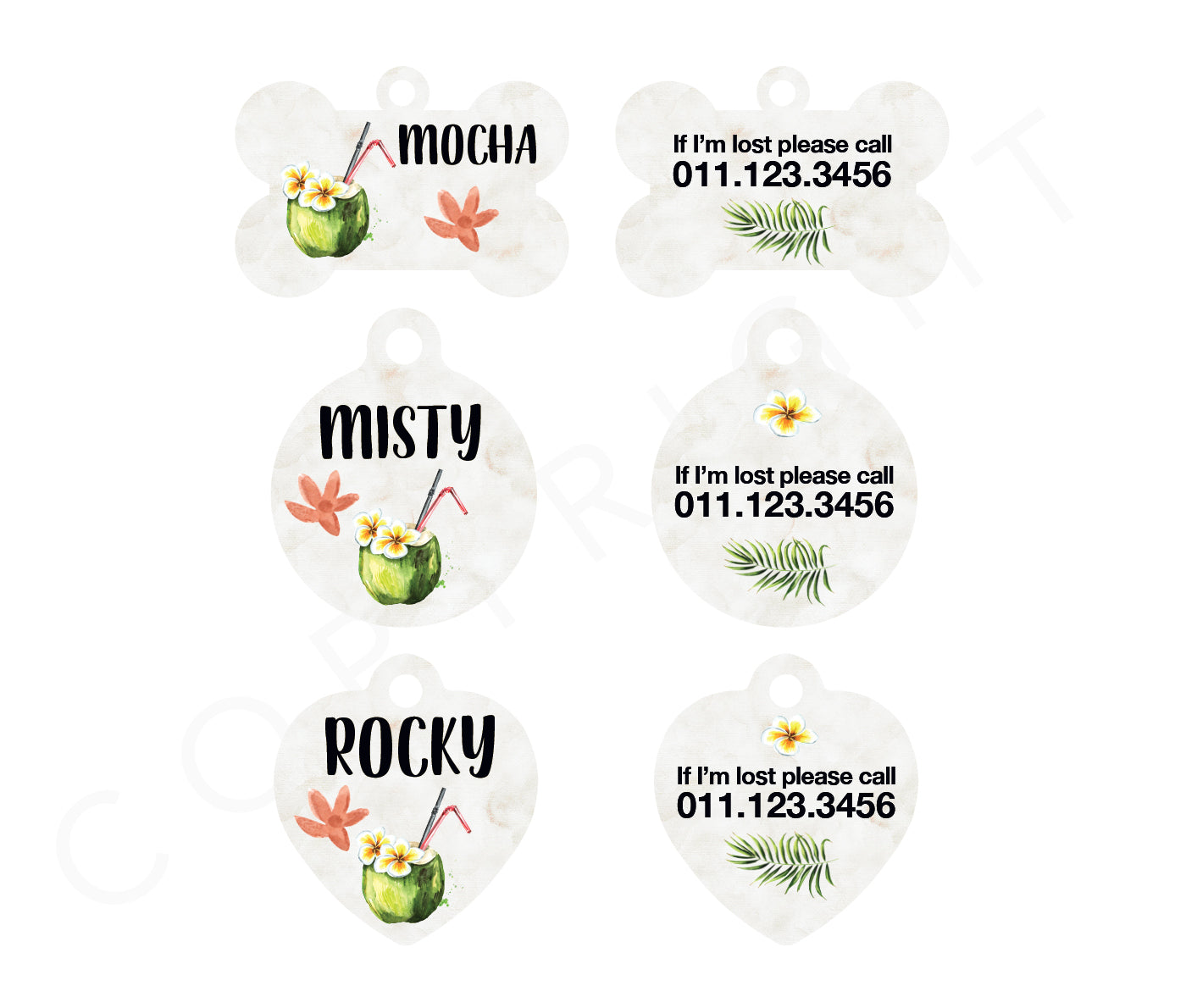 Coconut Aloha Pet ID Tags