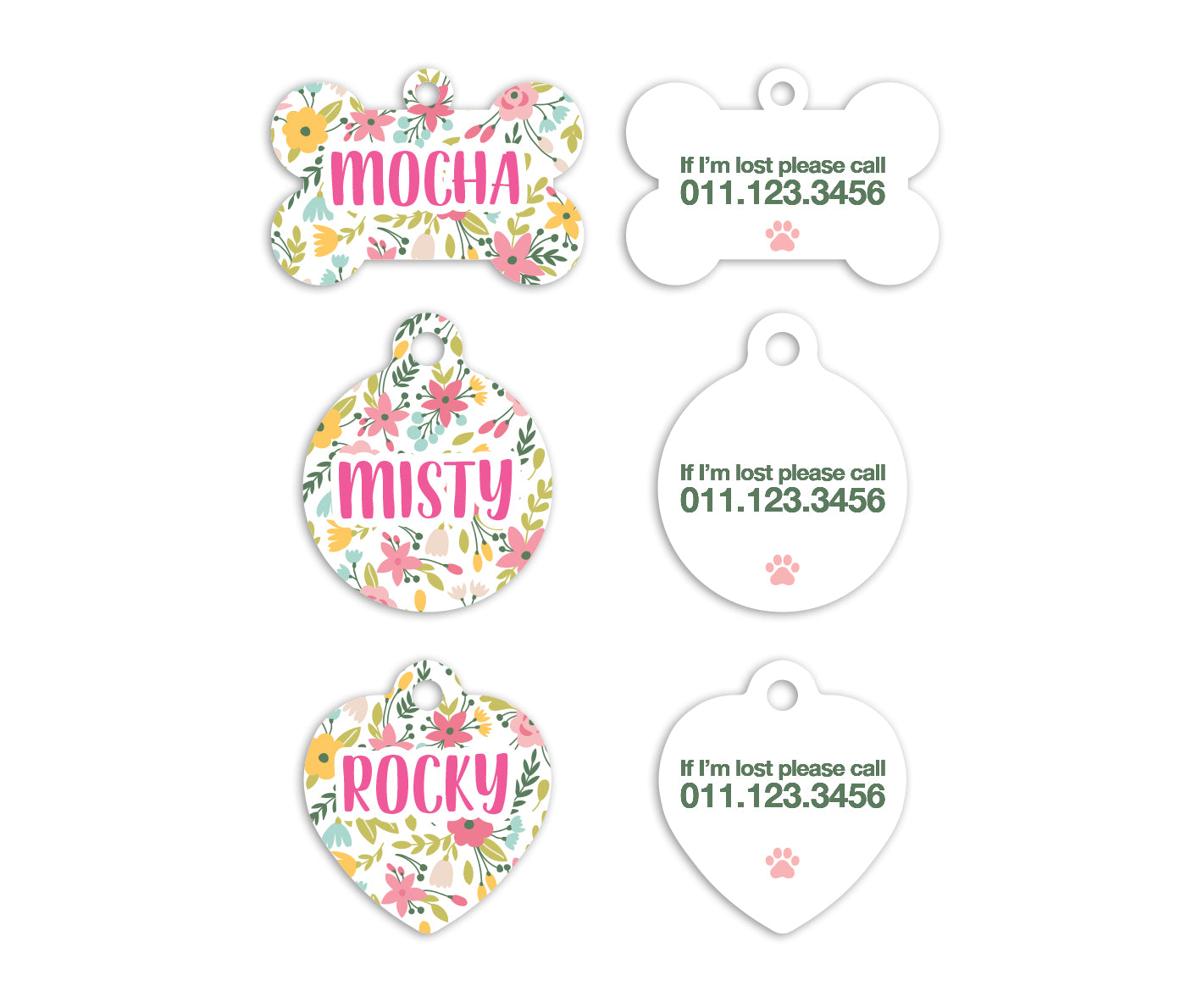 Spring Floral Pet ID Tags