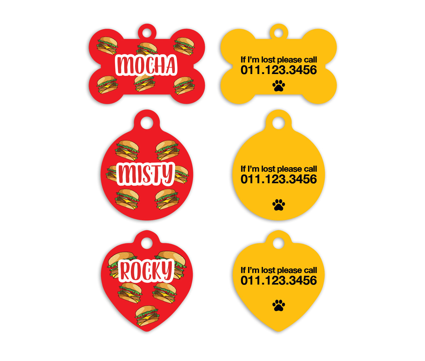 Hamburger Pet ID Tags