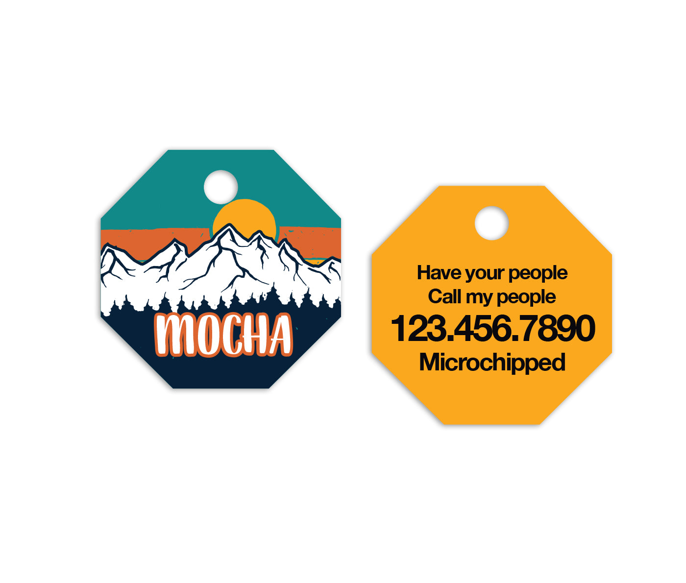 Camping Nature Octagon Pet ID Tag